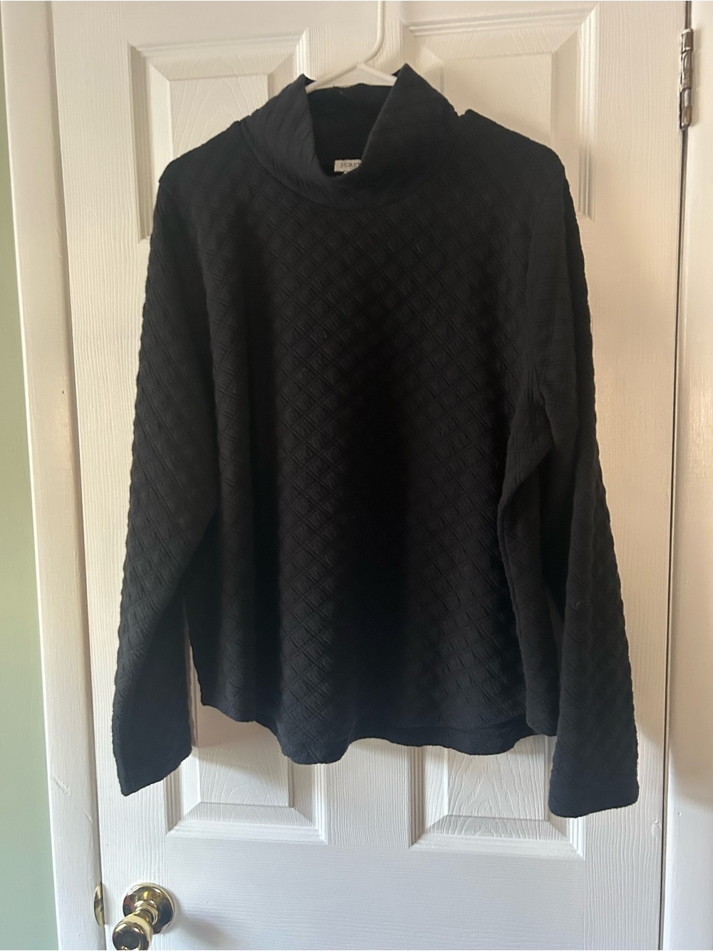 Women’s Black Quilted mock  Neck Sweater